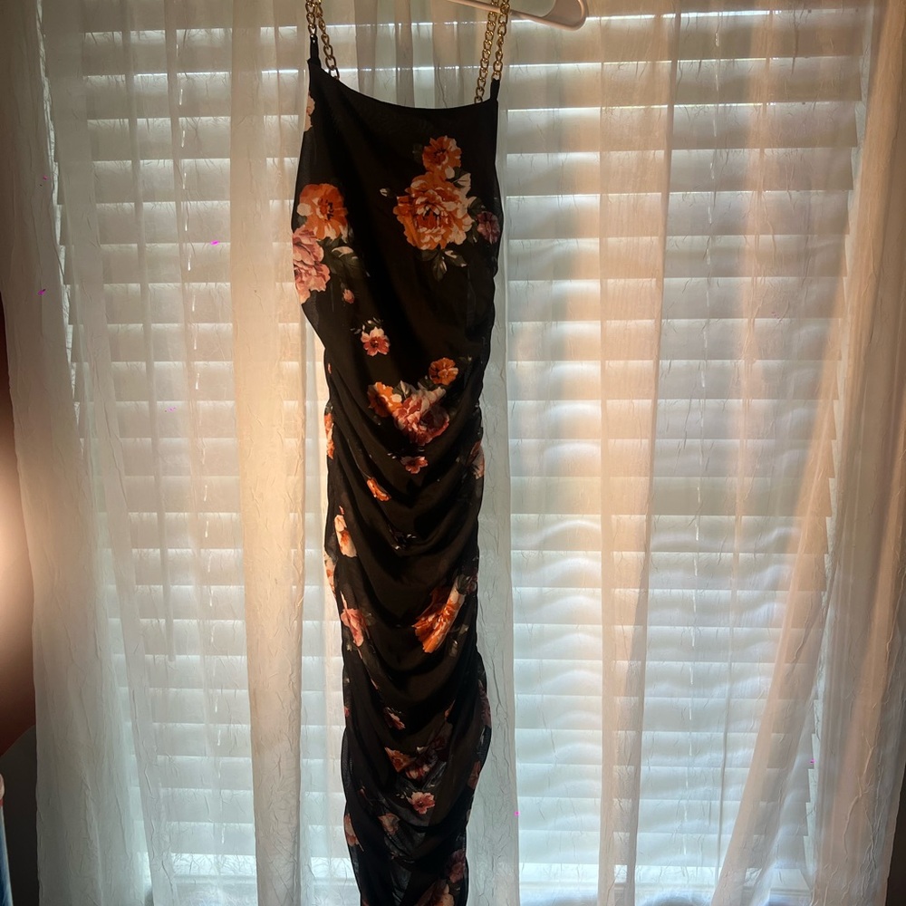 Almost Famous Pink Floral Maxi Dress Spaghetti Strap Cocktail